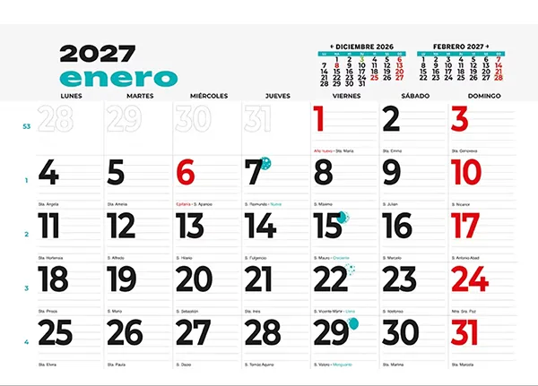 calendario pared de faldilla personalizados